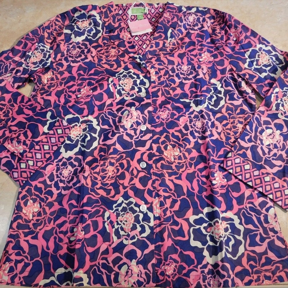 Vera Bradley Katalina Pink Cotton Pajama Top Shirt